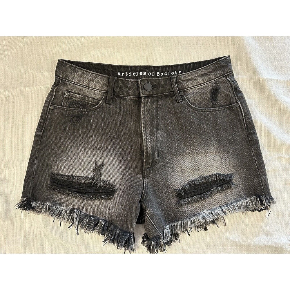 Articles of Society Womens Distressed‎ Denim Shorts, Black, Size 27 Exc Cond